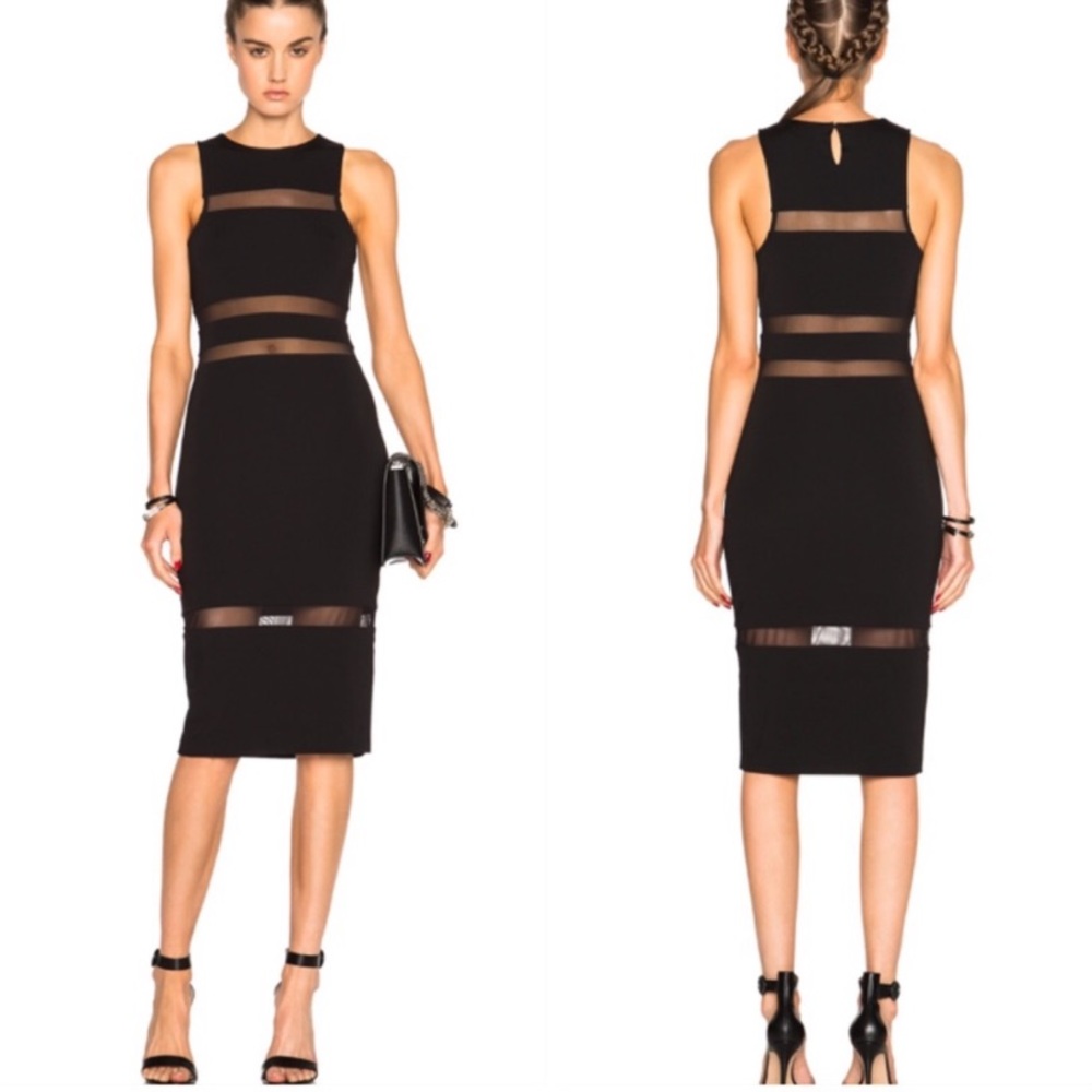 Alexander Wang Navy Blue Mesh Cutout Fitted Dress!